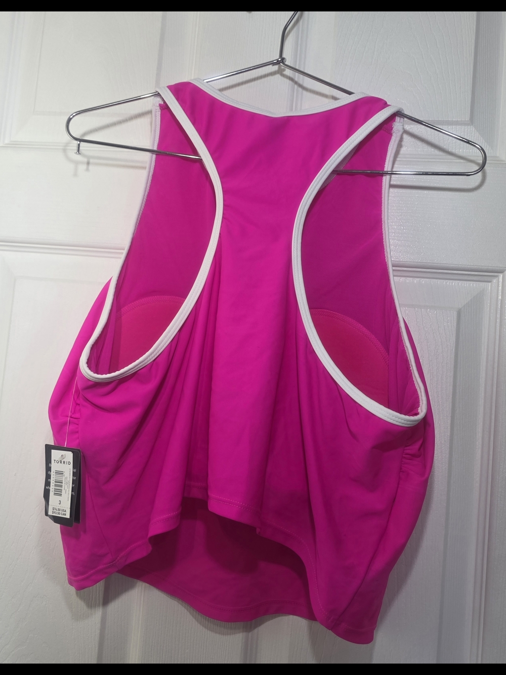 Torrid Hot Pink Racerback Tank with White Trim